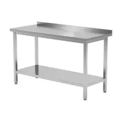 Stålbord 120x70 cm m/ underhylde og bagkant BASIC (saml-selv) - Inventar