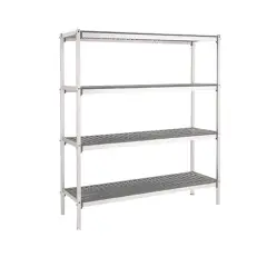 Alu reol t/ fødevarer 1490x500x1750, 4 niveauer m/ aftagelige plastsektioner - 